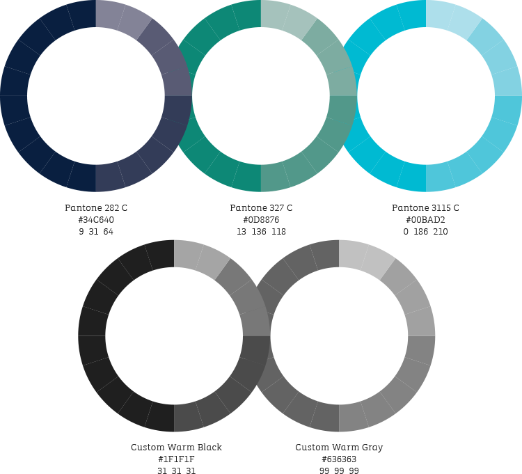 Official brand color palette reference card with Pantone values