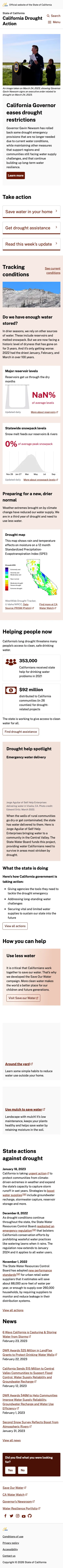 Mobile screenshot of the drought.ca.gov homepage
